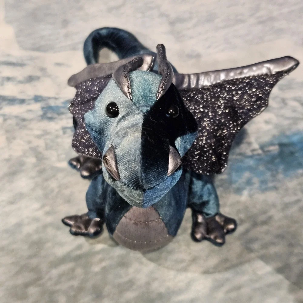 Douglas Dragon Plush Teal Green Silver Wings Fantasy Stuffed Animal 12